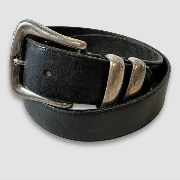 Vintage Other - Vintage Western Boho Style SIlver Metal Buckle Genuine Leather Belt